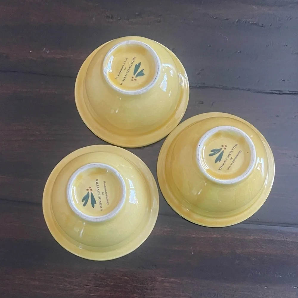Williams Sonoma Handcrafted Yellow and Green Ceramic Bowl Set